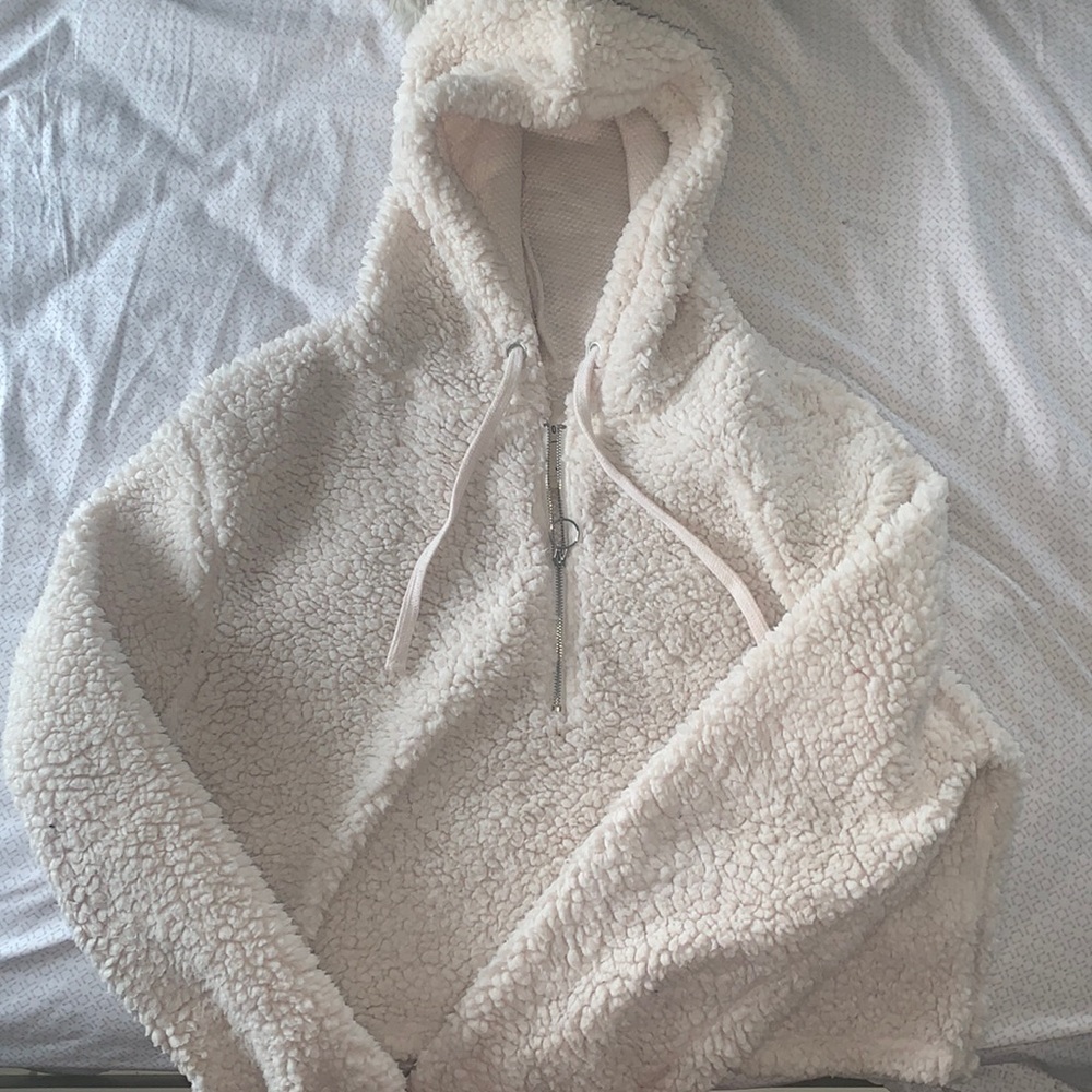 cropped sherpa pullover
